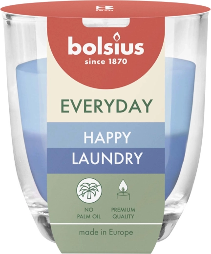 Mirisna svijeća u staklu Happy Laundry 24 h, 8 × 7 cm