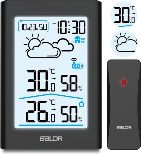 Digitalna meteorološka stanica s bežičnim senzorom, crna