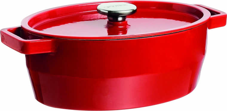 Lijevani lonac s poklopcem Pyrex 4 l, 29 × 21 cm, crveni