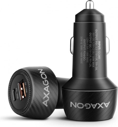 Autopunjač AXAGON 48W s USB‑C Power Delivery 3.0 i USB‑A Quick Charge 4+