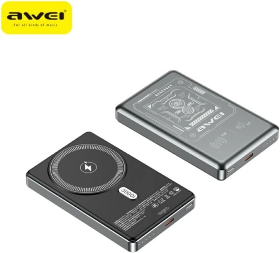 Awei MagSafe bežični powerbank 10 000 mAh sivi