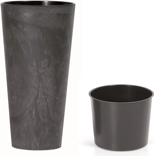 Vaza Tubus Slim Beton efekt s uloškom 15 cm antracit