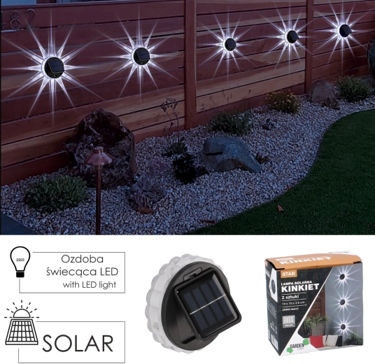 Set od 2 solarnih zidnih svjetala STAR LED, hladno bijela, 10 × 10 × 2,5 cm