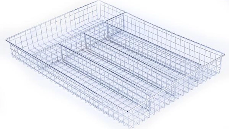 Žičana ladica za pribor s 5 pretinaca, kromirani metal 25,8 × 36,5 × 4,4 cm