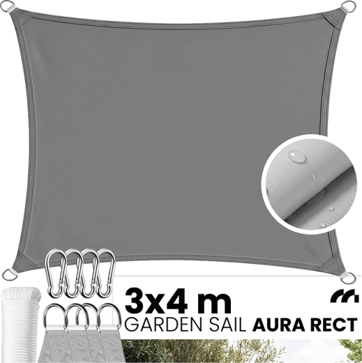 Vrtna sjenila cerada AURA RECT 3 × 4 m siva