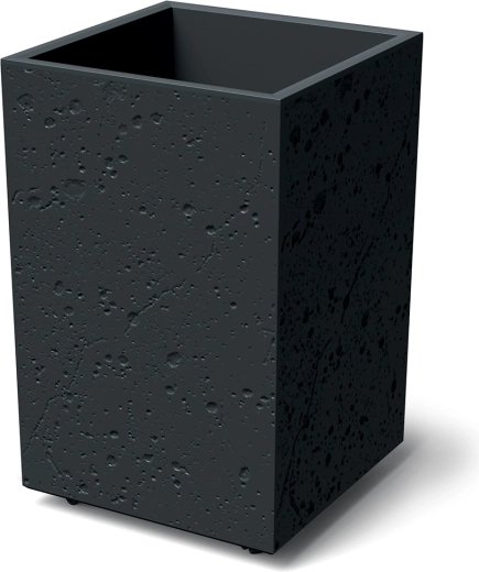 Saksija Sierra Square High betonski efekt 38,5 cm – crna