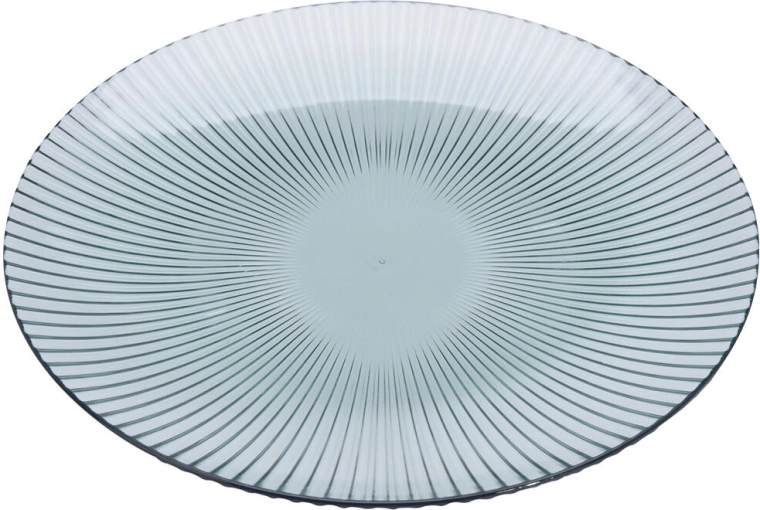 Okrugli poslužavni tanjur s prugama 20 cm, prozirna plastika