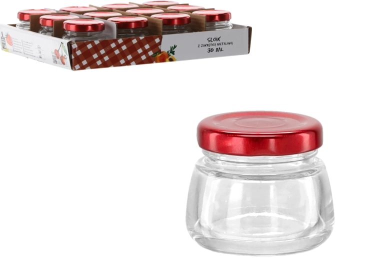 Staklenka 30 ml s crvenim metalnim poklopcem