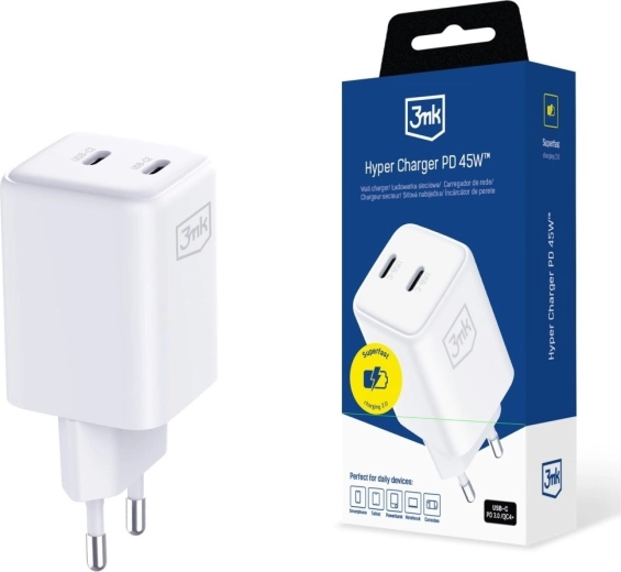 3MK Hyper Charger PD 45W GaN bijeli mrežni punjač