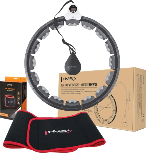 Set HMS: pametni masažni hula hoop s utezima i brojačem + steznik od neoprena za oblikovanje