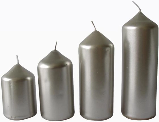 Adventske svijeće PROVENCE, srebrne, promjer 4 cm, set 4 veličina