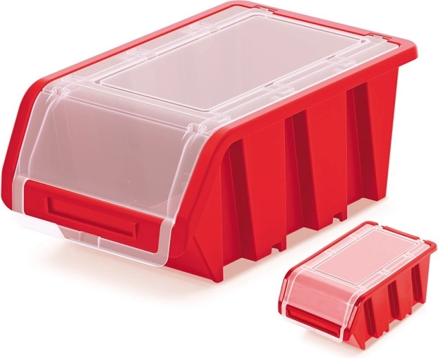 Plastična zatvoriva spremna kutija s prozirnim poklopcem, 155 × 100 × 70 mm, crvena