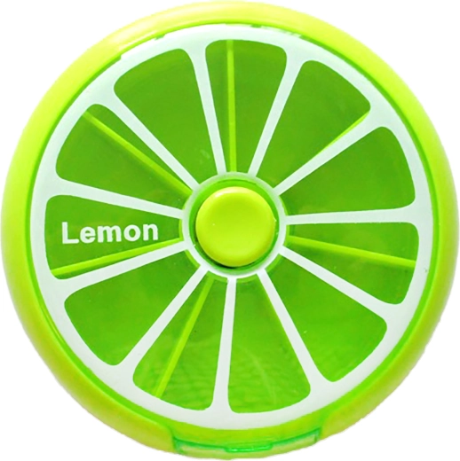 Okrugli dozator za lijekove s motivom limuna 9 × 2,5 cm