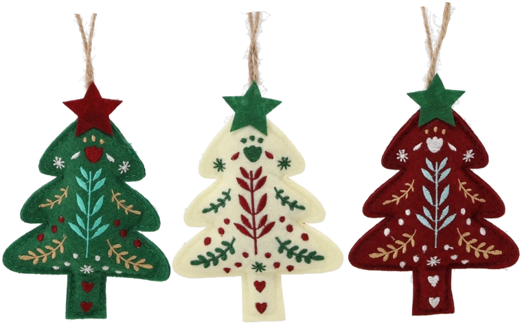 Božićni ukras – viseće drvce, mix boja 8 × 2 × 18 cm