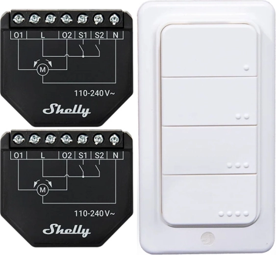 Set pametnih upravljača roletama Shelly Shutter (2 kom) + daljinski BLU RC Button 4