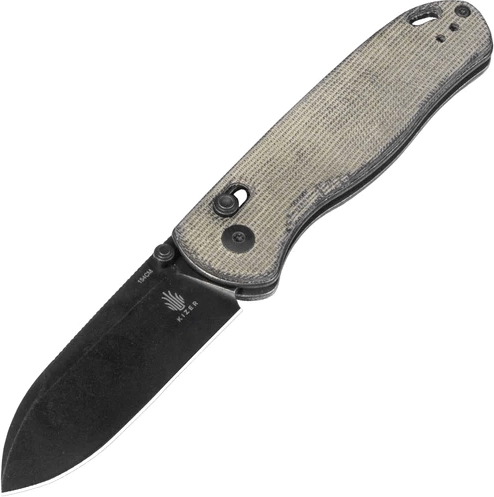 Kizer Drop Bear džepni nož 7,6 cm, crni stonewash, zelena micarta
