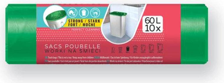 Vreće za otpad LDPE 60 l, zelene, 60 × 80 cm (10 kom)