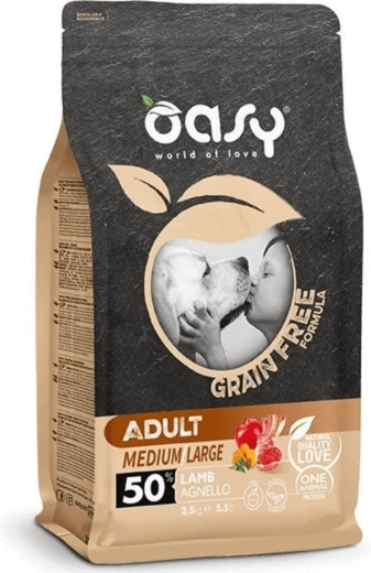 Oasy bezžitne granule za odrasle pse srednjih i velikih pasmina – janjetina 2,5 kg