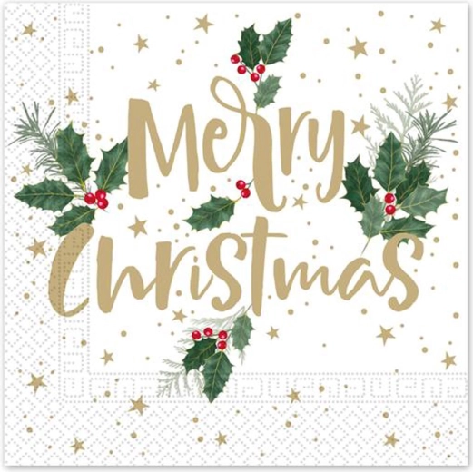 Božićne papirnate salvete 33 × 33 cm, troslojne, Merry Christmas, 20 kom