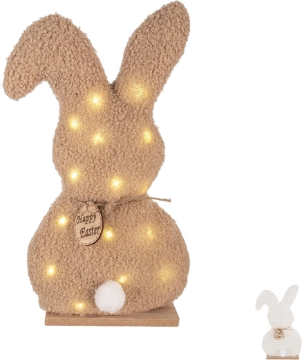 Uskrsni LED zečić na drvenom postolju 31 cm