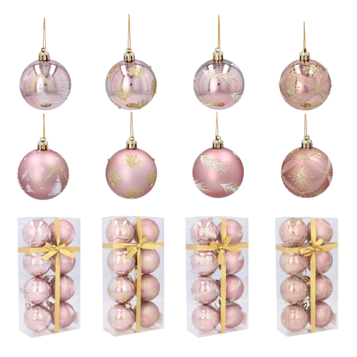 Set ružičastih božićnih ukrasa 6 cm – 8 kom