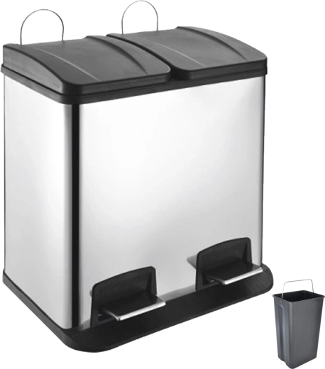Dvo-komorni nehrđajući koš za smeće Duo s pedalom 2 × 20 l
