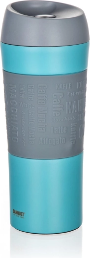 Termo šalica za putovanja 400 ml MATTY, nehrđajući čelik i silikon, plava