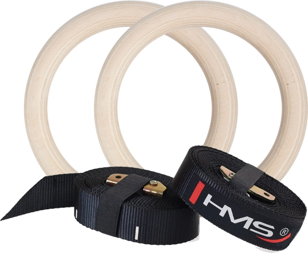 Drvene gimnastičke karike HMS TX07 s trakama