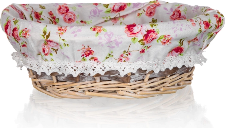 Okrugla košara od pruća Roses 25 × 9 cm s pamučnom podstavom
