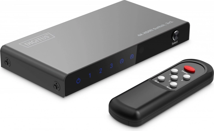 prekidač 4K HDMI 3x1 s daljinskim upravljačem, 60 Hz, crni