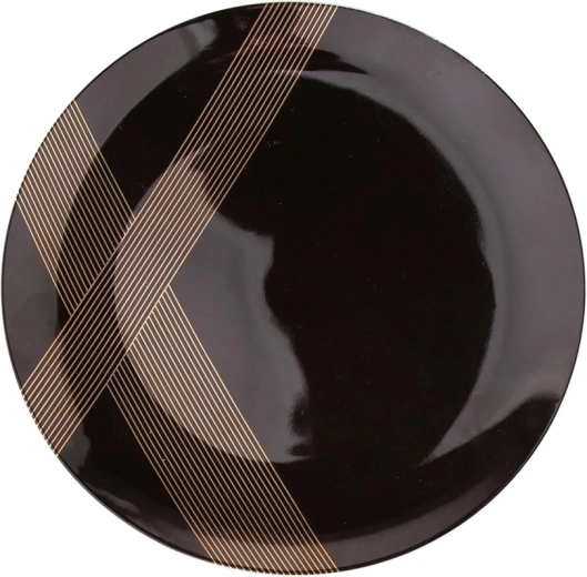 Altom Design desertni tanjur Modern Art 20 cm crni sa zlatnim dekorom
