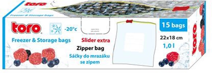 TORO vrećice za zamrzavanje s patentnim zatvaračem 1 l, 15 kom