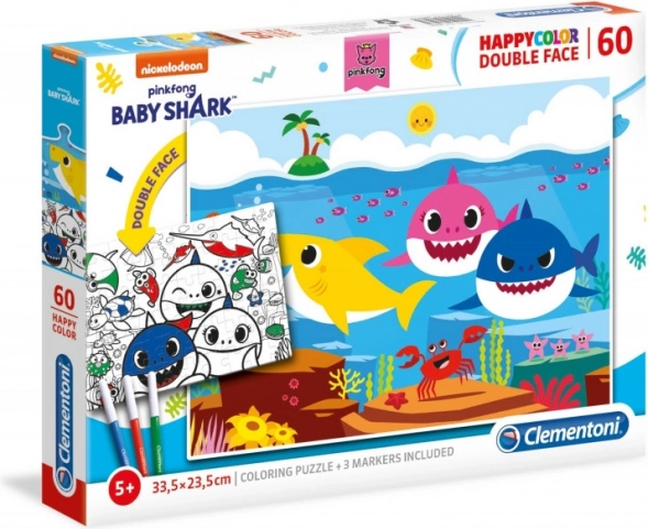 Dvostrana slagalica i bojanka BABY SHARK 60 dijelova