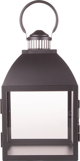 Crna metalna lampiona sa staklom 21 × 21 × 35 cm