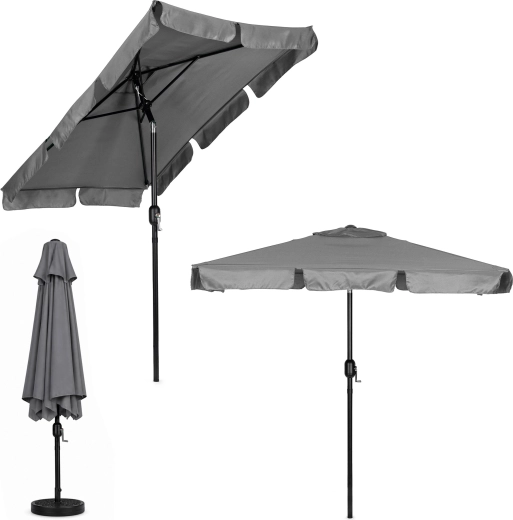 MultiGarden veliki vrtni suncobran s ručkom i nagibom, sivi 200 × 130 cm
