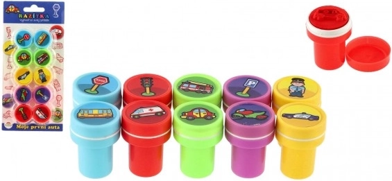 Samonamjesteći žigovi Moja prva auta, plastični set 10 kom