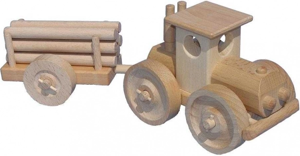 Drveni traktor s prikolicom za trupce CEEDA CAVITY – prirodni