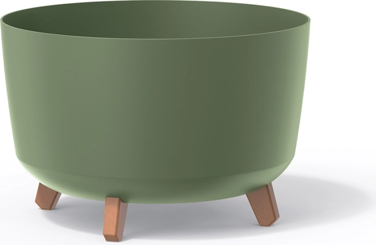 Posuda za cvijeće na nogicama Gracia Standard 39 cm – zemljano zelena plastična tegla za biljke