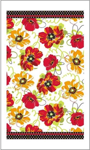 Kuhinjska krpa Toro s crvenim cvjetovima 38 × 63 cm