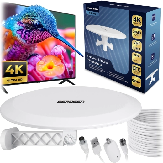 Unutarnja i vanjska TV antena BERDSEN Ultra HD 4K bijela