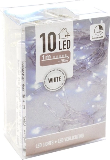 LED svjetlosni lanac za interijer – bijeli, 10 LED, 120 cm, s timerom