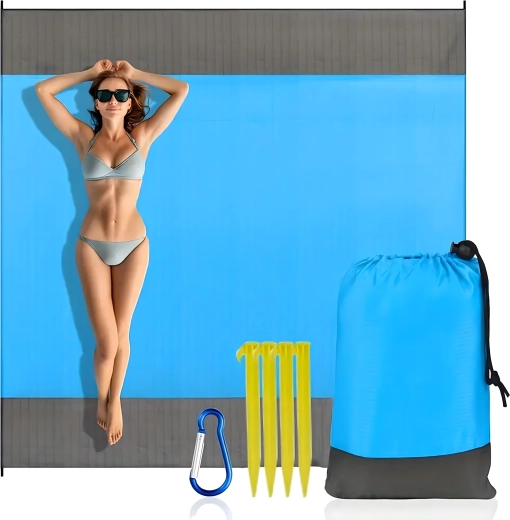 Velika vodootporna plažna i piknik deka 210 × 200 cm s torbom