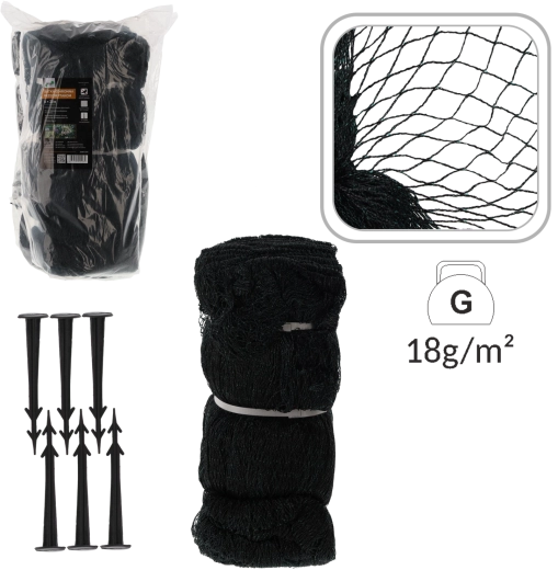 Zaštitna mreža protiv ptica 8 × 20 m, 18 g/m² + 16 plastičnih klinova