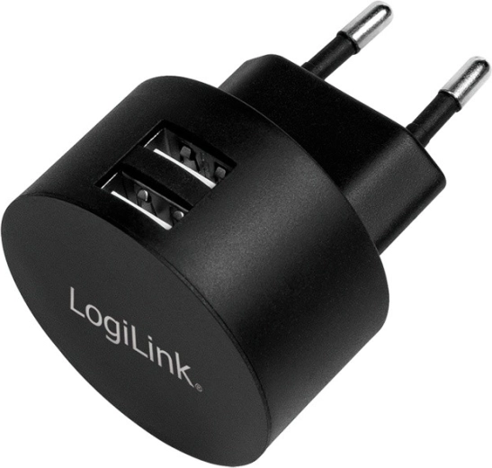 Mrežni punjač LOGILINK 2× USB‑A 10,5 W crni