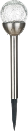 Solarna vrtna lampa kugla 8 cm od nehrđajućeg čelika i prozirnog stakla, 2 LED