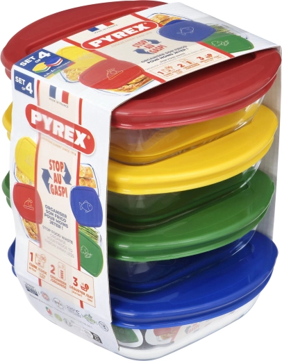 Set kvadratnih staklenih posuda PYREX 0,3 l, 4 kom