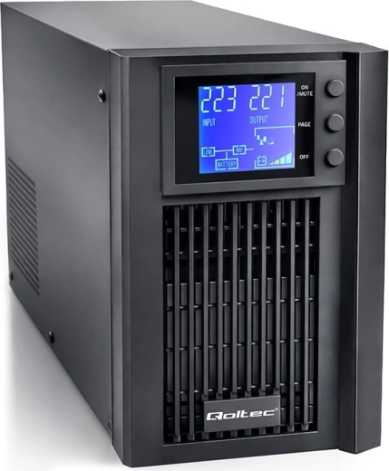 UPS rezervno napajanje Qoltec 1 kVA 800 W s čistim sinusnim valom, AVR-om i LCD-om