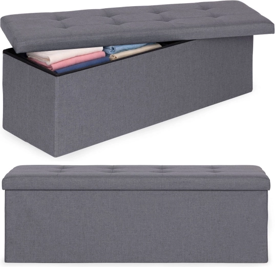 Tapecirana klupa s prostorom za pohranu 111 × 38 cm, svjetlosiva, ModernHome