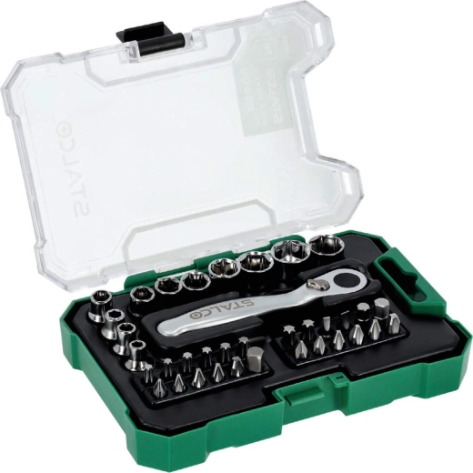 Stalco set račne, bitova i nasadnih nastavaka 1/4" (36 dijelova)