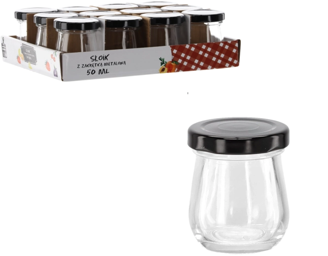 Staklenka 50 ml s crnim metalnim poklopcem